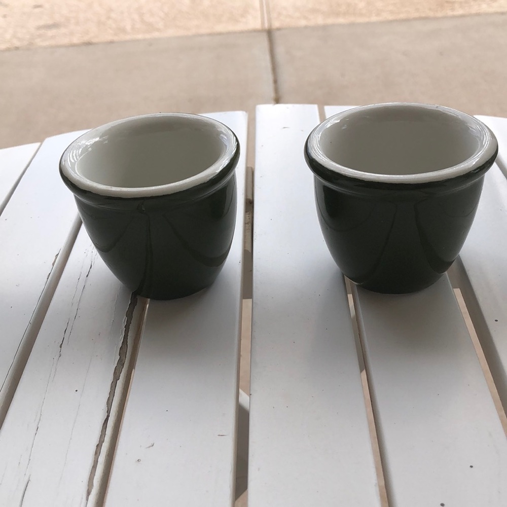 Vintage Hall Ramekins Dark Green Pair #351